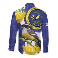 US Virgin Islands Long Sleeve Button Shirt Bananaquit Bird Mix Ginger Thomas Flower