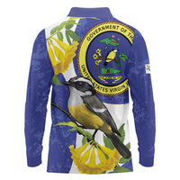 US Virgin Islands Long Sleeve Polo Shirt Bananaquit Bird Mix Ginger Thomas Flower - Wonder Print Shop