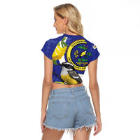 US Virgin Islands Raglan Cropped T Shirt Bananaquit Bird Mix Ginger Thomas Flower - Wonder Print Shop