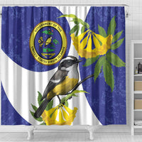 US Virgin Islands Shower Curtain Bananaquit Bird Mix Ginger Thomas Flower - Wonder Print Shop