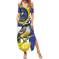 US Virgin Islands Summer Maxi Dress Bananaquit Bird Mix Ginger Thomas Flower - Wonder Print Shop