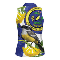 US Virgin Islands Women Sleeveless Polo Shirt Bananaquit Bird Mix Ginger Thomas Flower - Wonder Print Shop