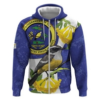 US Virgin Islands Zip Hoodie Bananaquit Bird Mix Ginger Thomas Flower - Wonder Print Shop