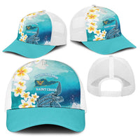 US Virgin Islands St Croix Baseball Net Cap Twin City Leatherback With Plumeria - Wonder Print Shop