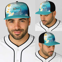 US Virgin Islands St Croix Baseball Net Cap Twin City Leatherback With Plumeria - Wonder Print Shop