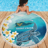 US Virgin Islands St Croix Beach Blanket Twin City Leatherback With Plumeria - Wonder Print Shop