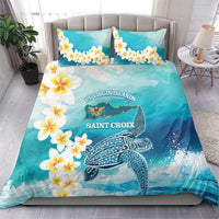 US Virgin Islands St Croix Bedding Set Twin City Leatherback With Plumeria - Wonder Print Shop