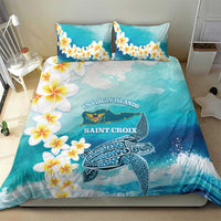 US Virgin Islands St Croix Bedding Set Twin City Leatherback With Plumeria - Wonder Print Shop