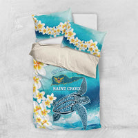 US Virgin Islands St Croix Bedding Set Twin City Leatherback With Plumeria - Wonder Print Shop