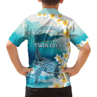 US Virgin Islands St Croix Family Matching Off Shoulder Short Dress and Hawaiian Shirt Twin City Leatherback With Plumeria - Wonder Print Shop