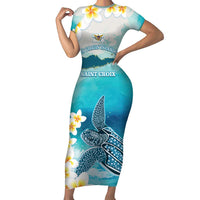 US Virgin Islands St Croix Family Matching Short Sleeve Bodycon Dress and Hawaiian Shirt Twin City Leatherback With Plumeria - Wonder Print Shop
