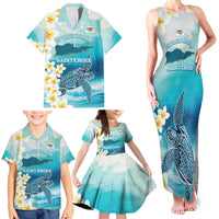 US Virgin Islands St Croix Family Matching Tank Maxi Dress and Hawaiian Shirt Twin City Leatherback With Plumeria - Wonder Print Shop