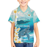 US Virgin Islands St Croix Family Matching Tank Maxi Dress and Hawaiian Shirt Twin City Leatherback With Plumeria - Wonder Print Shop