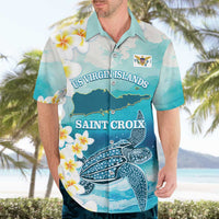 US Virgin Islands St Croix Hawaiian Shirt Twin City Leatherback With Plumeria - Wonder Print Shop