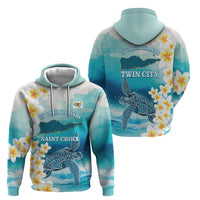 US Virgin Islands St Croix Hoodie Twin City Leatherback With Plumeria - Wonder Print Shop