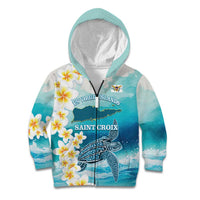 US Virgin Islands St Croix Kid Hoodie Twin City Leatherback With Plumeria - Wonder Print Shop