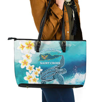 US Virgin Islands St Croix Leather Tote Bag Twin City Leatherback With Plumeria