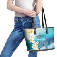 US Virgin Islands St Croix Leather Tote Bag Twin City Leatherback With Plumeria
