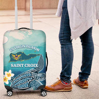 US Virgin Islands St Croix Luggage Cover Twin City Leatherback With Plumeria - Wonder Print Shop