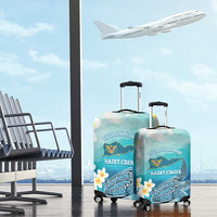 US Virgin Islands St Croix Luggage Cover Twin City Leatherback With Plumeria - Wonder Print Shop