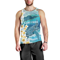 US Virgin Islands St Croix Men Tank Top Twin City Leatherback With Plumeria - Wonder Print Shop