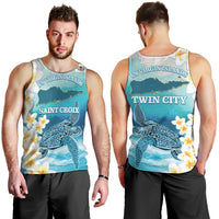 US Virgin Islands St Croix Men Tank Top Twin City Leatherback With Plumeria - Wonder Print Shop