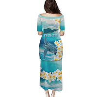 US Virgin Islands St Croix Puletasi Twin City Leatherback With Plumeria - Wonder Print Shop