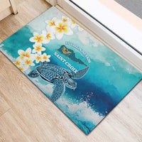 US Virgin Islands St Croix Rubber Doormat Twin City Leatherback With Plumeria - Wonder Print Shop