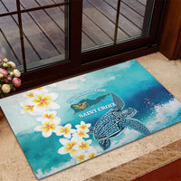 US Virgin Islands St Croix Rubber Doormat Twin City Leatherback With Plumeria - Wonder Print Shop