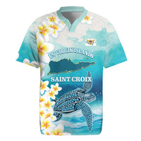 US Virgin Islands St Croix Rugby Jersey Twin City Leatherback With Plumeria - Wonder Print Shop