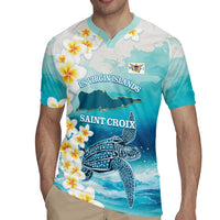 US Virgin Islands St Croix Rugby Jersey Twin City Leatherback With Plumeria - Wonder Print Shop