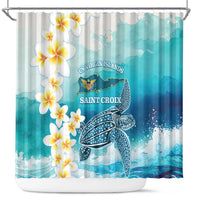 US Virgin Islands St Croix Shower Curtain Twin City Leatherback With Plumeria - Wonder Print Shop