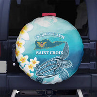 US Virgin Islands St Croix Spare Tire Cover Twin City Leatherback With Plumeria - Wonder Print Shop