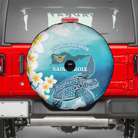 US Virgin Islands St Croix Spare Tire Cover Twin City Leatherback With Plumeria - Wonder Print Shop