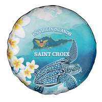 US Virgin Islands St Croix Spare Tire Cover Twin City Leatherback With Plumeria - Wonder Print Shop