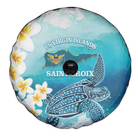 US Virgin Islands St Croix Spare Tire Cover Twin City Leatherback With Plumeria - Wonder Print Shop