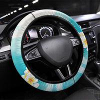 US Virgin Islands St Croix Steering Wheel Cover Twin City Leatherback With Plumeria - Wonder Print Shop