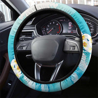 US Virgin Islands St Croix Steering Wheel Cover Twin City Leatherback With Plumeria - Wonder Print Shop