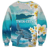 US Virgin Islands St Croix Sweatshirt Twin City Leatherback With Plumeria - Wonder Print Shop