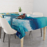 US Virgin Islands St Croix Tablecloth Twin City Leatherback With Plumeria - Wonder Print Shop
