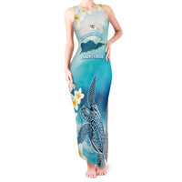 US Virgin Islands St Croix Tank Maxi Dress Twin City Leatherback With Plumeria - Wonder Print Shop