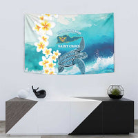 US Virgin Islands St Croix Tapestry Twin City Leatherback With Plumeria - Wonder Print Shop