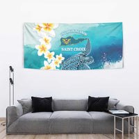 US Virgin Islands St Croix Tapestry Twin City Leatherback With Plumeria - Wonder Print Shop