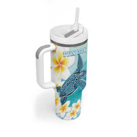 US Virgin Islands St Croix Tumbler With Handle Twin City Leatherback With Plumeria - Wonder Print Shop