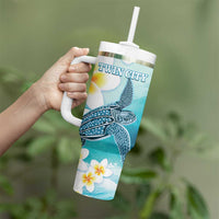 US Virgin Islands St Croix Tumbler With Handle Twin City Leatherback With Plumeria - Wonder Print Shop