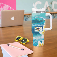 US Virgin Islands St Croix Tumbler With Handle Twin City Leatherback With Plumeria - Wonder Print Shop