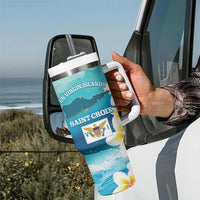 US Virgin Islands St Croix Tumbler With Handle Twin City Leatherback With Plumeria - Wonder Print Shop