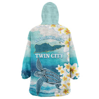 US Virgin Islands St Croix Wearable Blanket Hoodie Twin City Leatherback With Plumeria - Wonder Print Shop