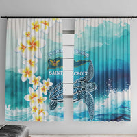 US Virgin Islands St Croix Window Curtain Twin City Leatherback With Plumeria - Wonder Print Shop