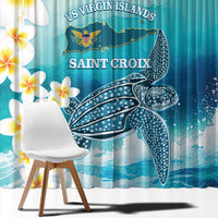 US Virgin Islands St Croix Window Curtain Twin City Leatherback With Plumeria - Wonder Print Shop